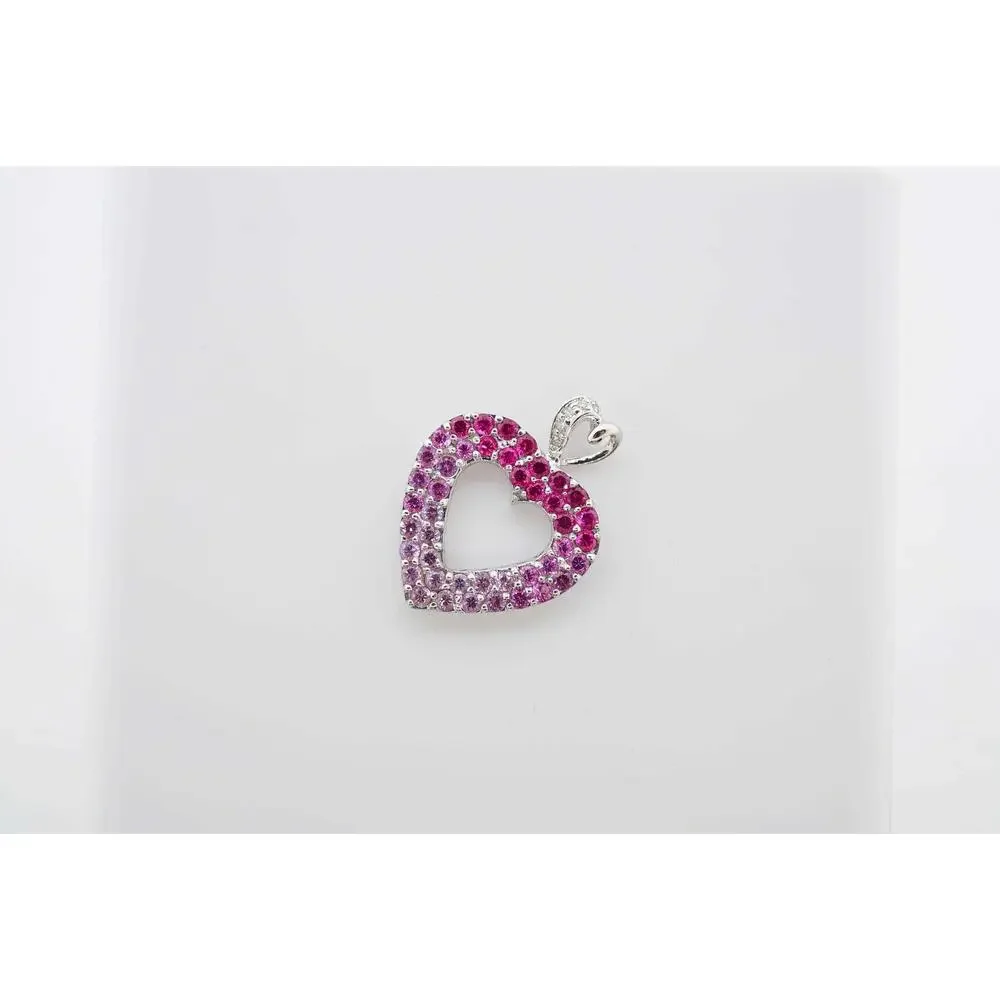 Estate Sale 10k White Gold Sapphire Diamond Charm 1.07 TCW Vintage Jewelry - Picture 2 of 6